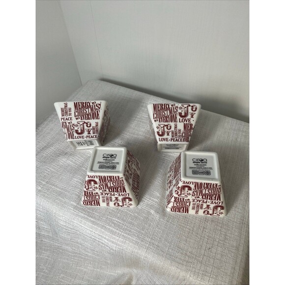 Ciroa Simple Serve  Porcelain Appetizer Bowls Christmas Red White Set Of Four. - Picture 2 of 5